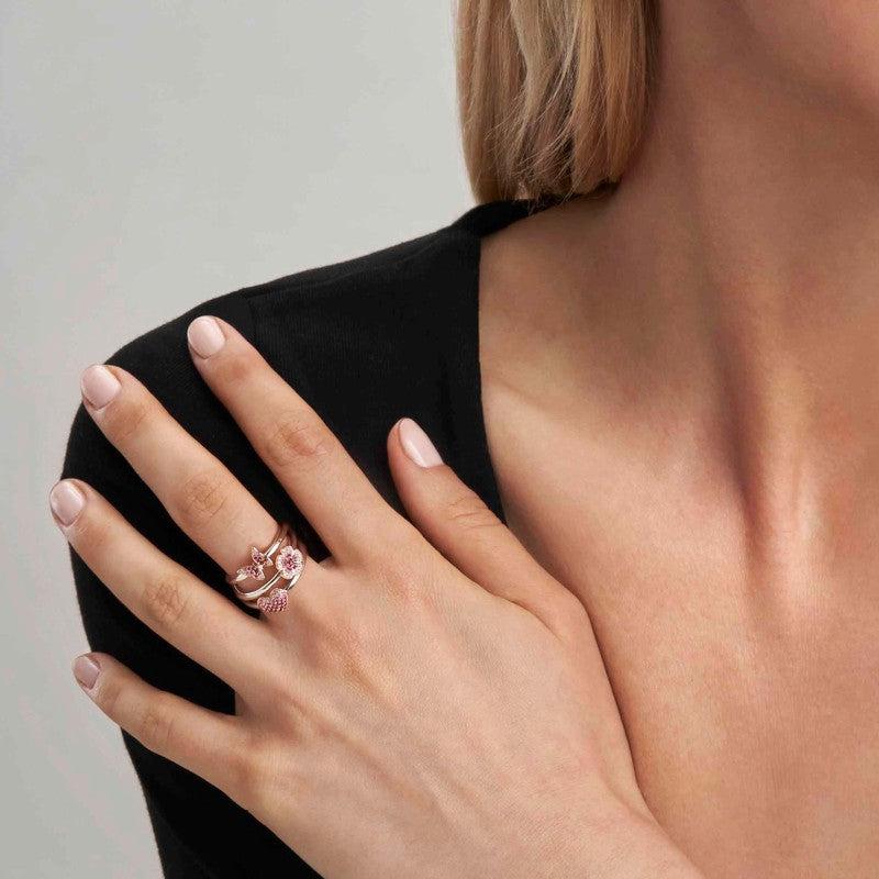 Nomination Crysalis Ring, Flower, Pink Cubic Zirconia, Silver - Image 3