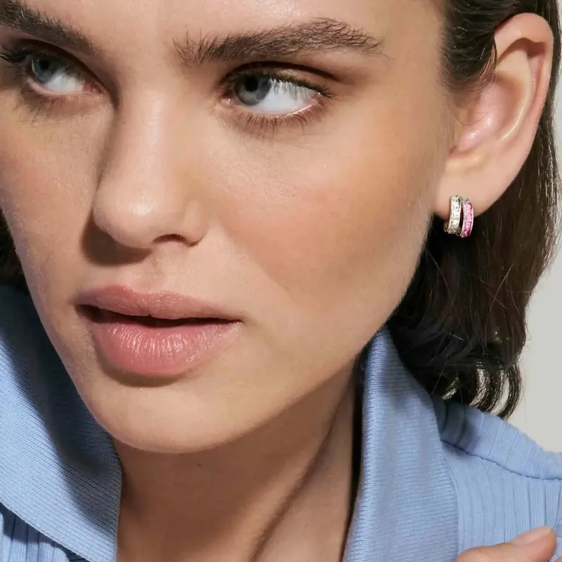 Nomination Daytonight Hoop Earrings with Cubic Zirconia, Sterling Silver - Image 4